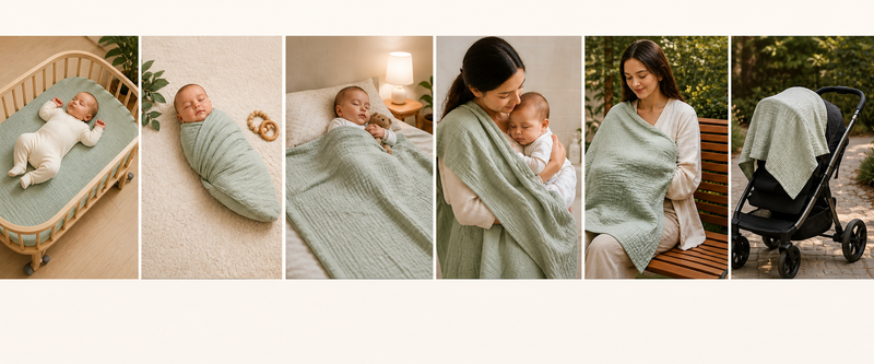 How to use Muslin Sheets - Small | Swaddle, AC Blanket, Towel, Bassinet Sheet, Lounger Sheet